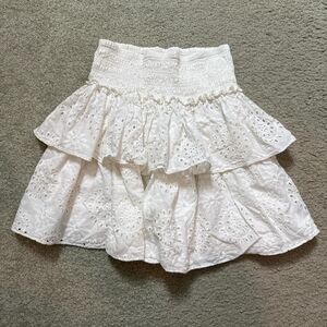 Ramy Brook white eyelet lace ruffled mini skirt XS